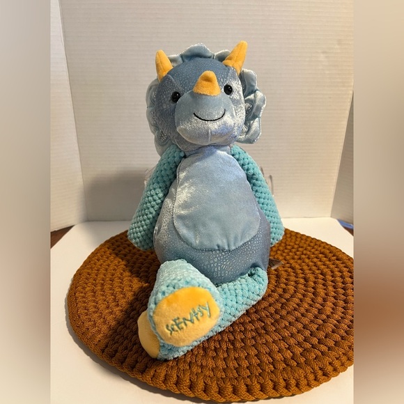 Scentsy Terra the Triceratops  Blue and Yellow Plush Toy Stuffed Animal - Picture 5 of 7